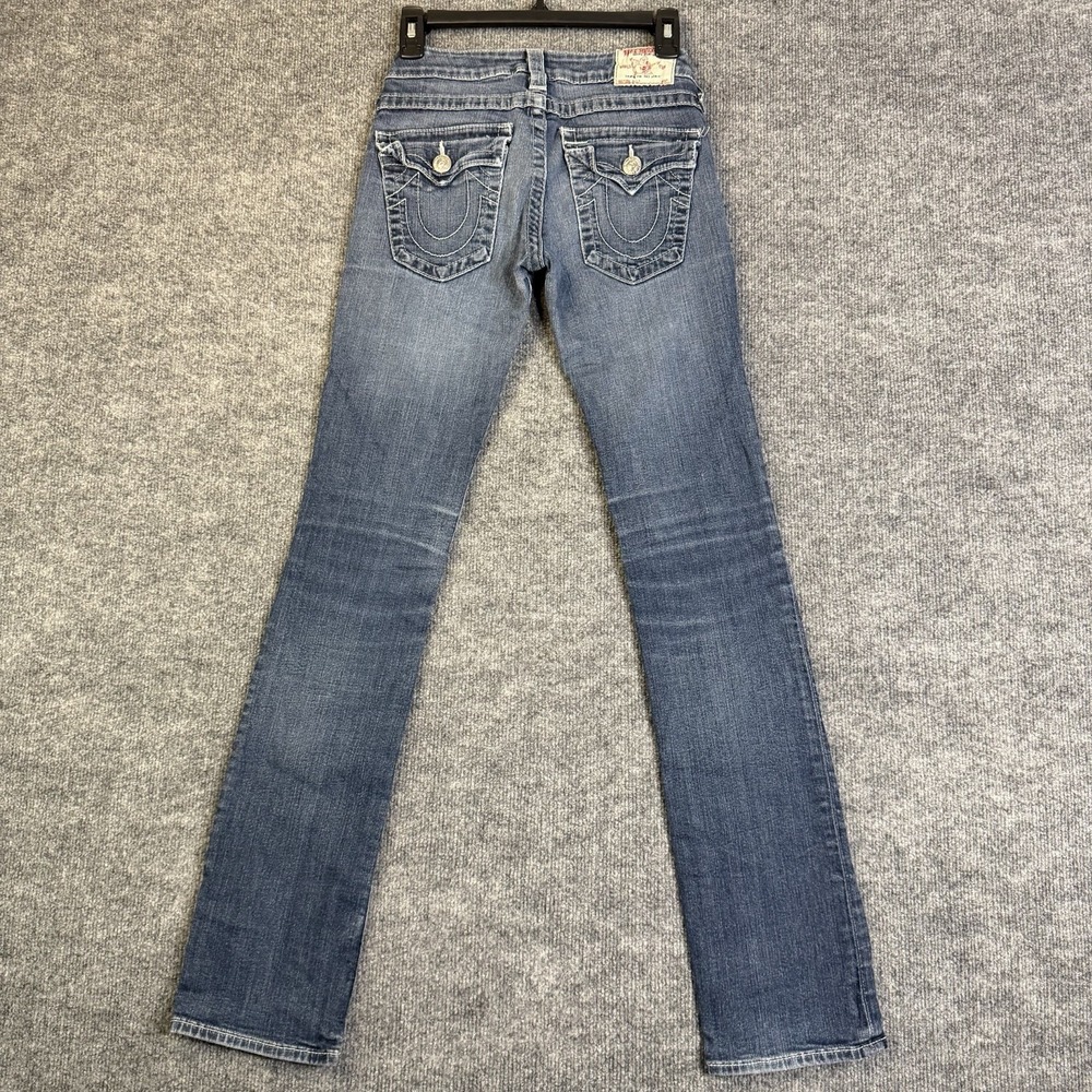 True Religion Jeans Women 27 Blue Billy Bootcut Mid Wash FlapPocket Y2K USA Made